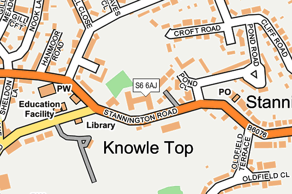 S6 6AJ map - OS OpenMap – Local (Ordnance Survey)