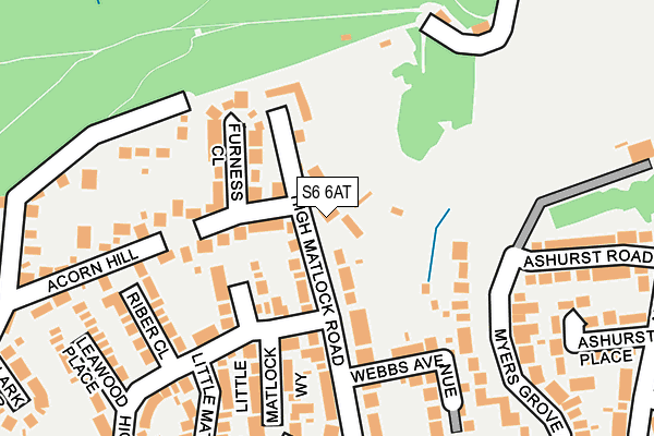 S6 6AT map - OS OpenMap – Local (Ordnance Survey)