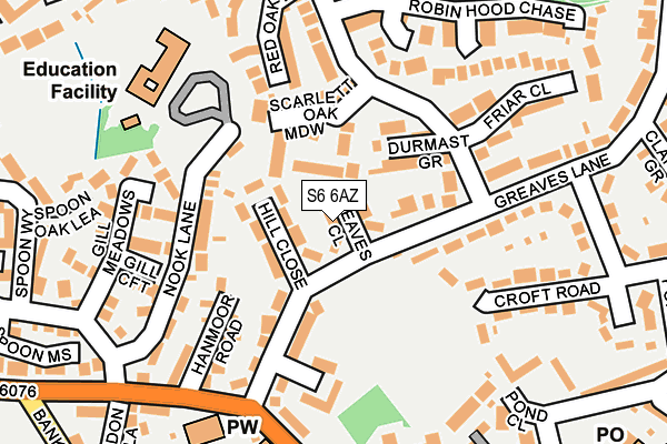 S6 6AZ map - OS OpenMap – Local (Ordnance Survey)