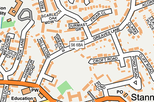 S6 6BA map - OS OpenMap – Local (Ordnance Survey)