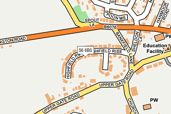 S6 6BS map - OS OpenMap – Local (Ordnance Survey)