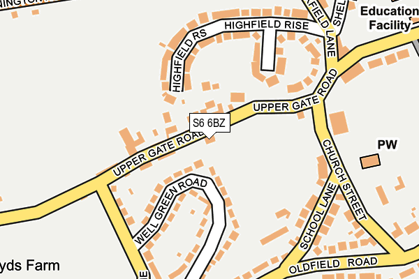 S6 6BZ map - OS OpenMap – Local (Ordnance Survey)