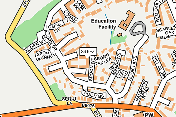 S6 6EZ map - OS OpenMap – Local (Ordnance Survey)