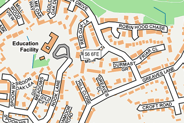 S6 6FE map - OS OpenMap – Local (Ordnance Survey)