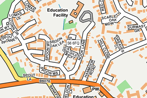 S6 6FQ map - OS OpenMap – Local (Ordnance Survey)