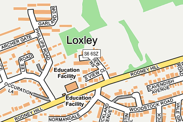 S6 6SZ map - OS OpenMap – Local (Ordnance Survey)