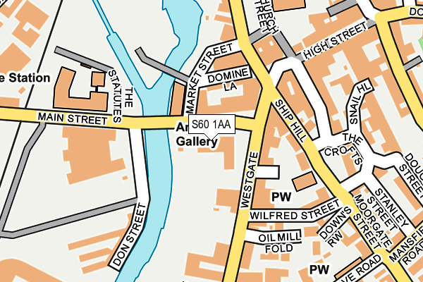 S60 1AA map - OS OpenMap – Local (Ordnance Survey)