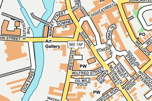 S60 1AP map - OS OpenMap – Local (Ordnance Survey)