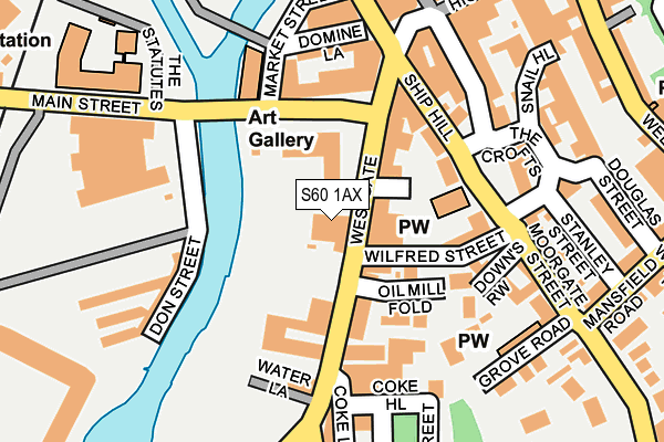 S60 1AX map - OS OpenMap – Local (Ordnance Survey)