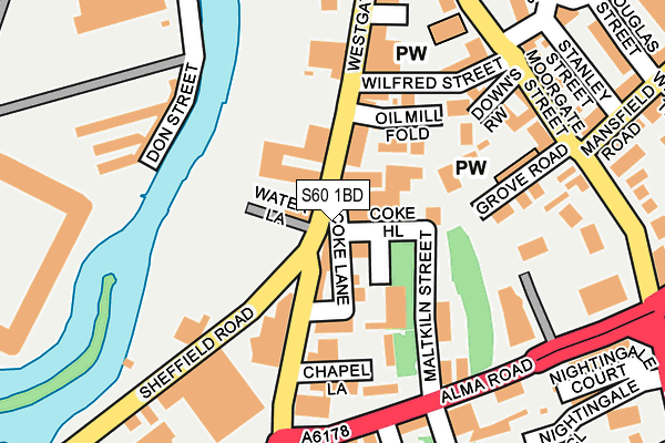 S60 1BD map - OS OpenMap – Local (Ordnance Survey)