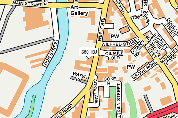 S60 1BJ map - OS OpenMap – Local (Ordnance Survey)