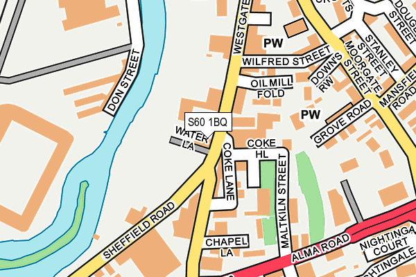 S60 1BQ map - OS OpenMap – Local (Ordnance Survey)