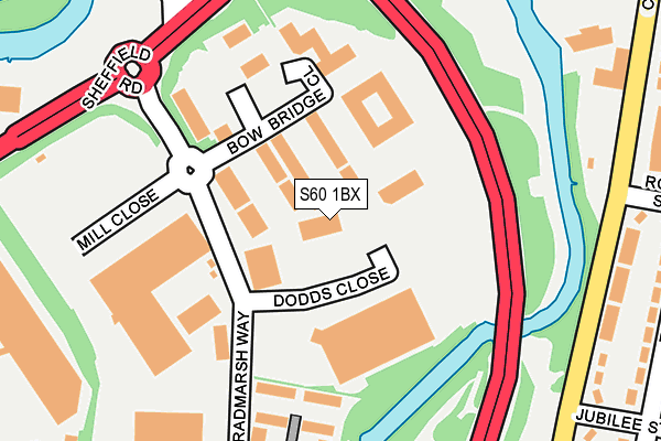 S60 1BX map - OS OpenMap – Local (Ordnance Survey)