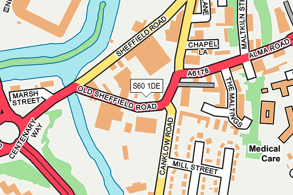 S60 1DE map - OS OpenMap – Local (Ordnance Survey)