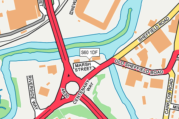 S60 1DF map - OS OpenMap – Local (Ordnance Survey)