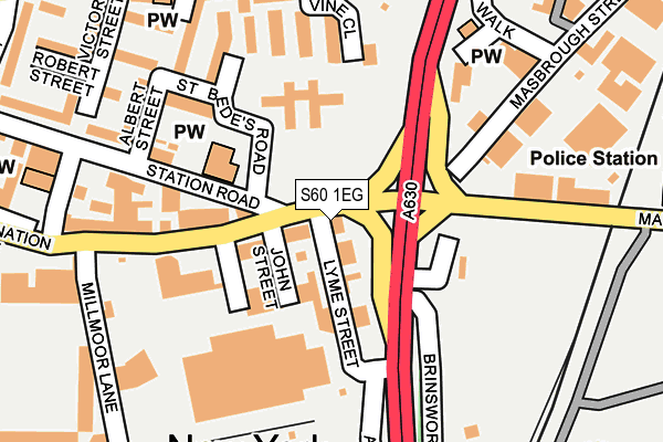 S60 1EG map - OS OpenMap – Local (Ordnance Survey)