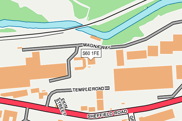 S60 1FE map - OS OpenMap – Local (Ordnance Survey)