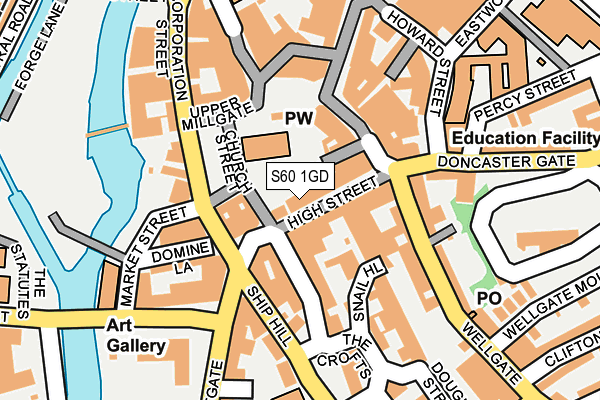 S60 1GD map - OS OpenMap – Local (Ordnance Survey)