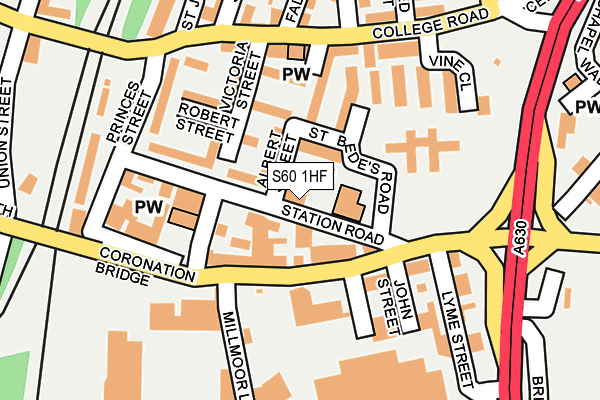 S60 1HF map - OS OpenMap – Local (Ordnance Survey)