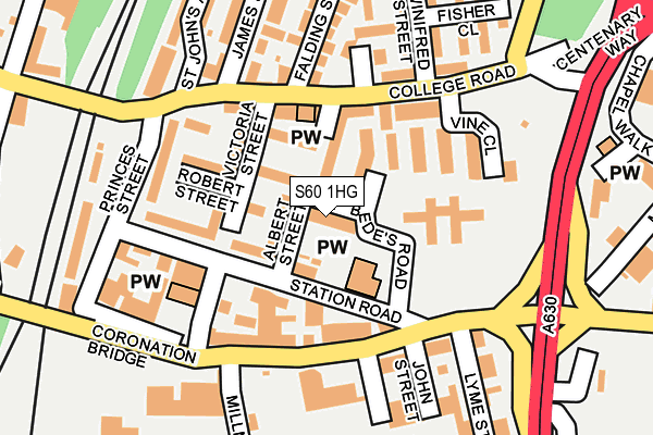 S60 1HG map - OS OpenMap – Local (Ordnance Survey)