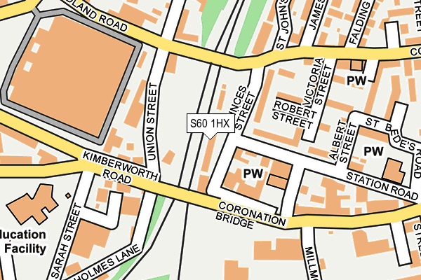 S60 1HX map - OS OpenMap – Local (Ordnance Survey)