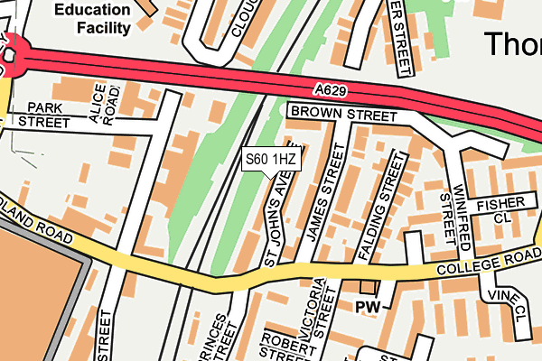 S60 1HZ map - OS OpenMap – Local (Ordnance Survey)