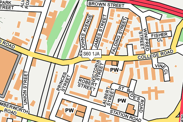 S60 1JA map - OS OpenMap – Local (Ordnance Survey)