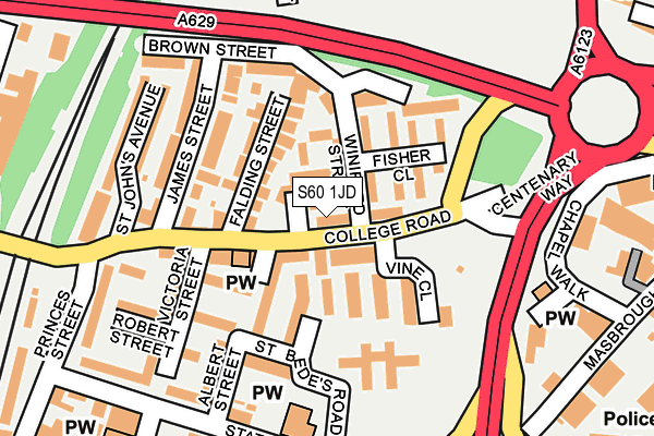 S60 1JD map - OS OpenMap – Local (Ordnance Survey)