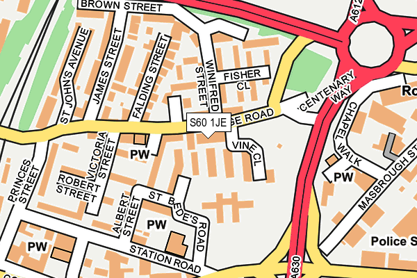 S60 1JE map - OS OpenMap – Local (Ordnance Survey)