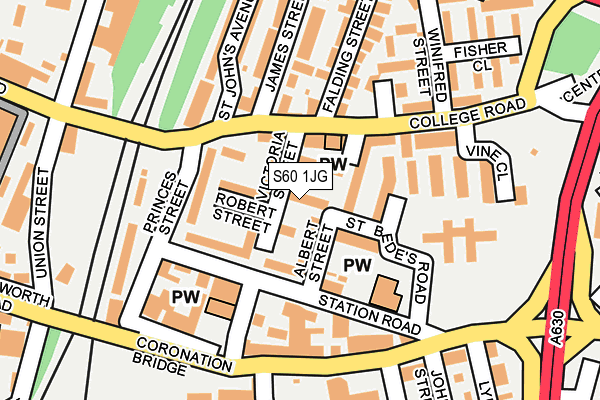 S60 1JG map - OS OpenMap – Local (Ordnance Survey)