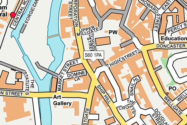 S60 1PA map - OS OpenMap – Local (Ordnance Survey)
