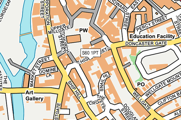 S60 1PT map - OS OpenMap – Local (Ordnance Survey)