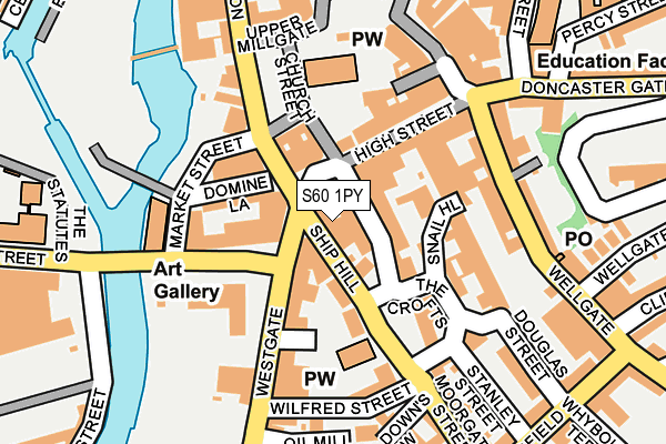 S60 1PY map - OS OpenMap – Local (Ordnance Survey)