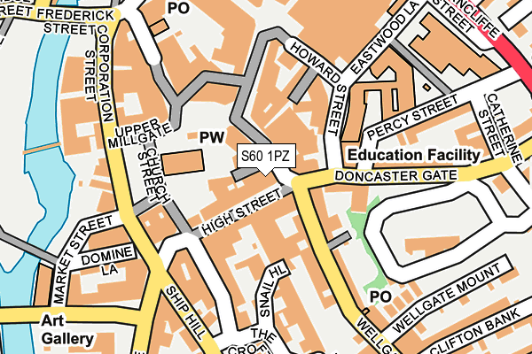 S60 1PZ map - OS OpenMap – Local (Ordnance Survey)