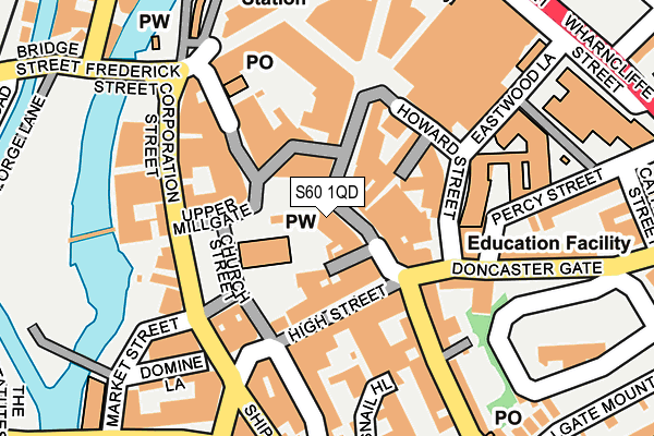 S60 1QD map - OS OpenMap – Local (Ordnance Survey)