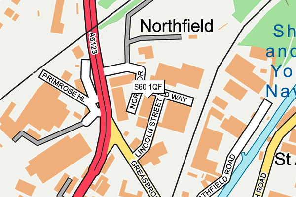 S60 1QF map - OS OpenMap – Local (Ordnance Survey)