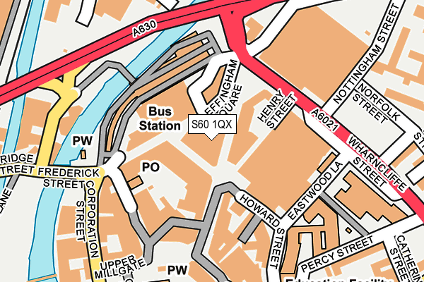 S60 1QX map - OS OpenMap – Local (Ordnance Survey)