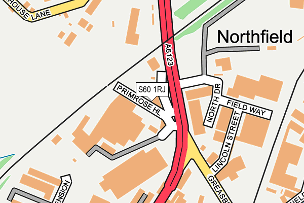 S60 1RJ map - OS OpenMap – Local (Ordnance Survey)