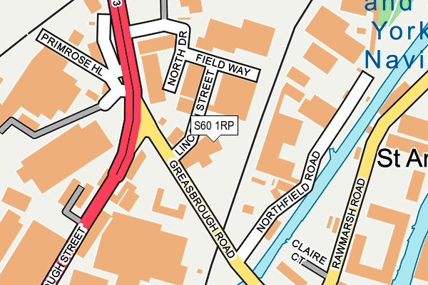 S60 1RP map - OS OpenMap – Local (Ordnance Survey)