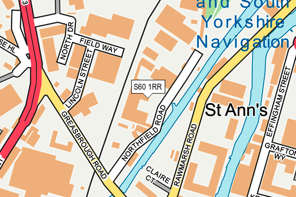 S60 1RR map - OS OpenMap – Local (Ordnance Survey)