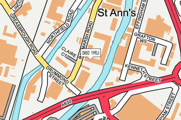 S60 1RU map - OS OpenMap – Local (Ordnance Survey)