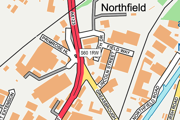 S60 1RW map - OS OpenMap – Local (Ordnance Survey)