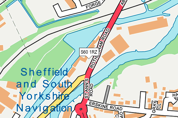 S60 1RZ map - OS OpenMap – Local (Ordnance Survey)