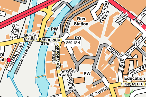 S60 1SN map - OS OpenMap – Local (Ordnance Survey)