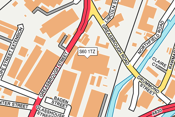 S60 1TZ map - OS OpenMap – Local (Ordnance Survey)