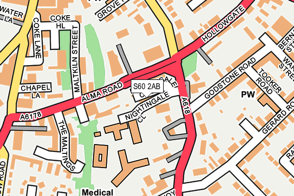 S60 2AB map - OS OpenMap – Local (Ordnance Survey)