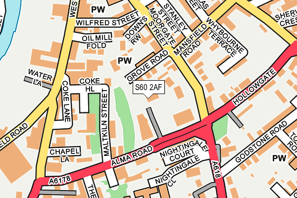 S60 2AF map - OS OpenMap – Local (Ordnance Survey)