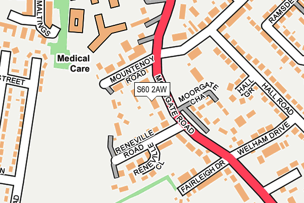 S60 2AW map - OS OpenMap – Local (Ordnance Survey)