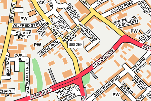S60 2BF map - OS OpenMap – Local (Ordnance Survey)