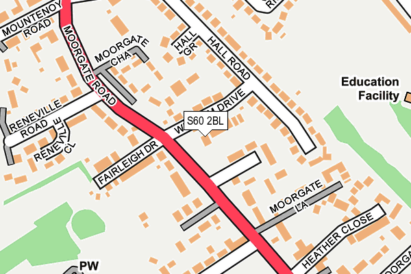 S60 2BL map - OS OpenMap – Local (Ordnance Survey)
